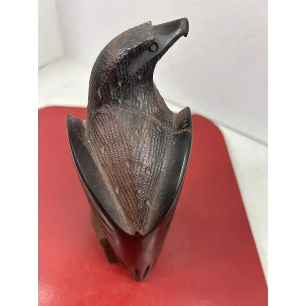 Vintage Hand Carved Ironwood Perched Eagle Hawk Bird of Prey Sculpture 8